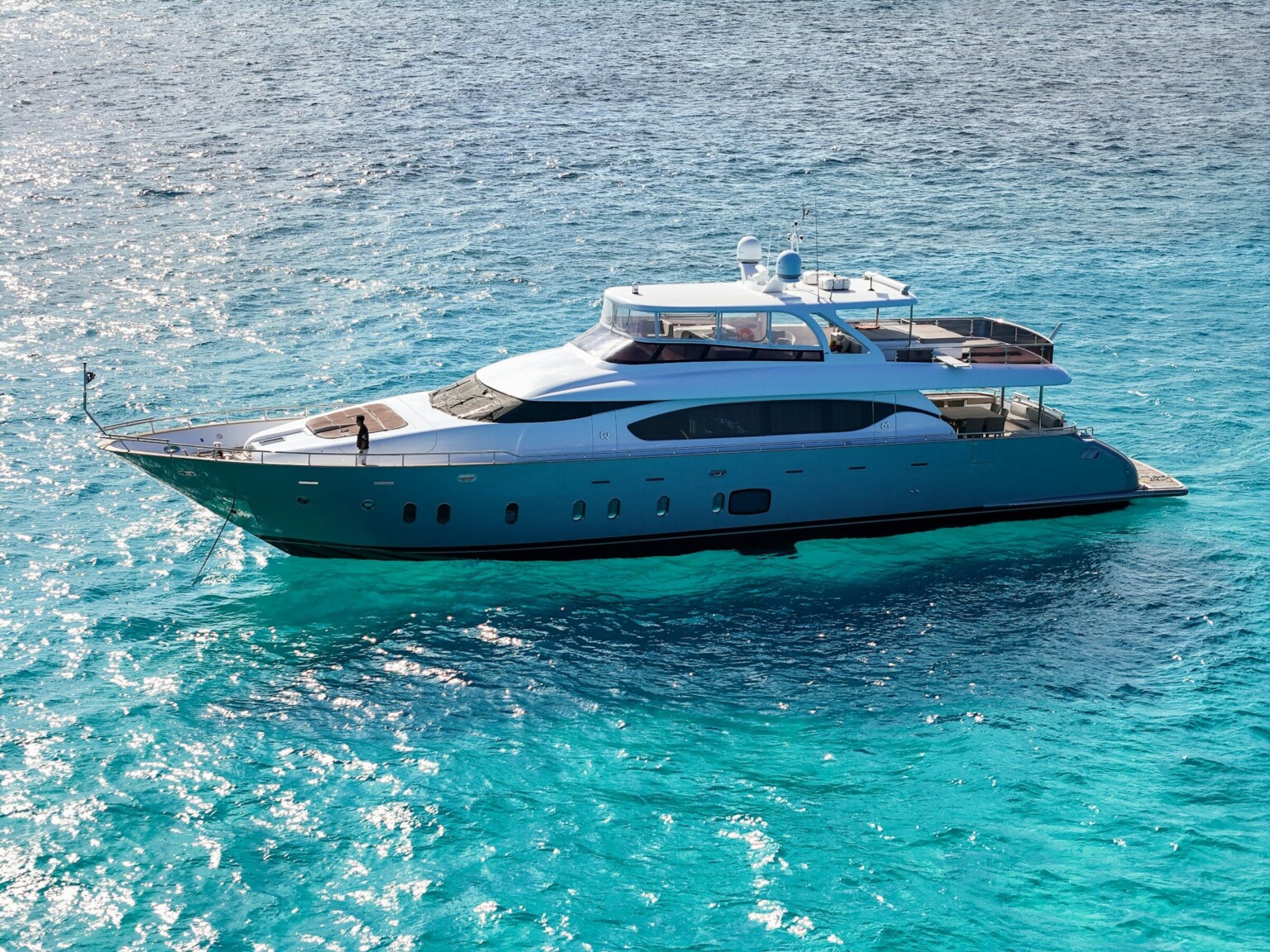 A yacht on clear turquoise water